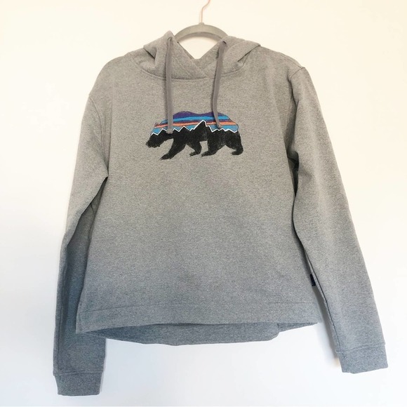 Patagonia Fitz Roy Bear Uprisal Gray Regular Fit Hoodie Size Medium - Picture 1 of 8